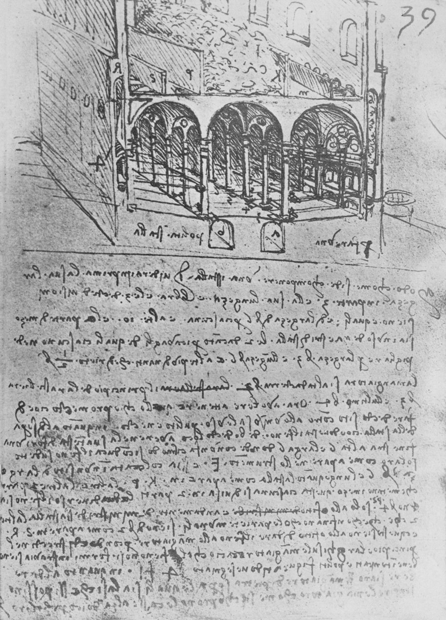 Skissedesign for en stall, c1480 1945 av Leonardo da Vinci