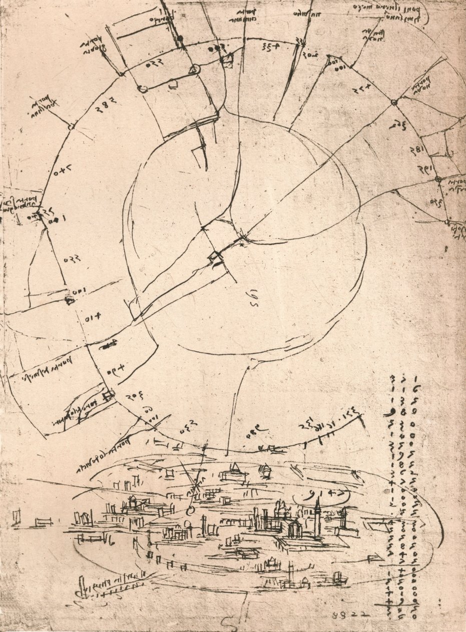 Skissekart over Milano, c1472-c1519 1883 av Leonardo da Vinci