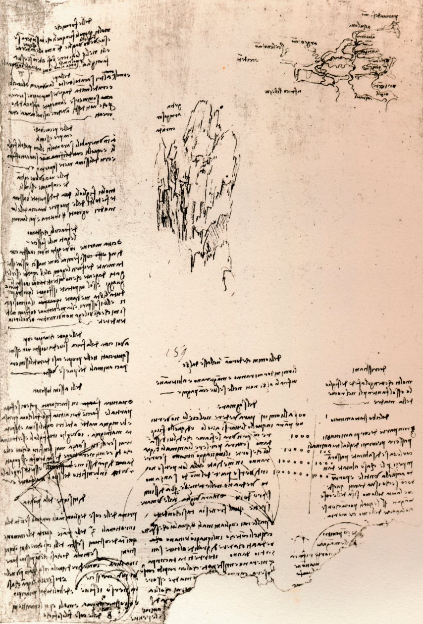 Skisse av en topp i Armenia, og et skissekart over Armenia, c1472-c1519 1883 av Leonardo da Vinci