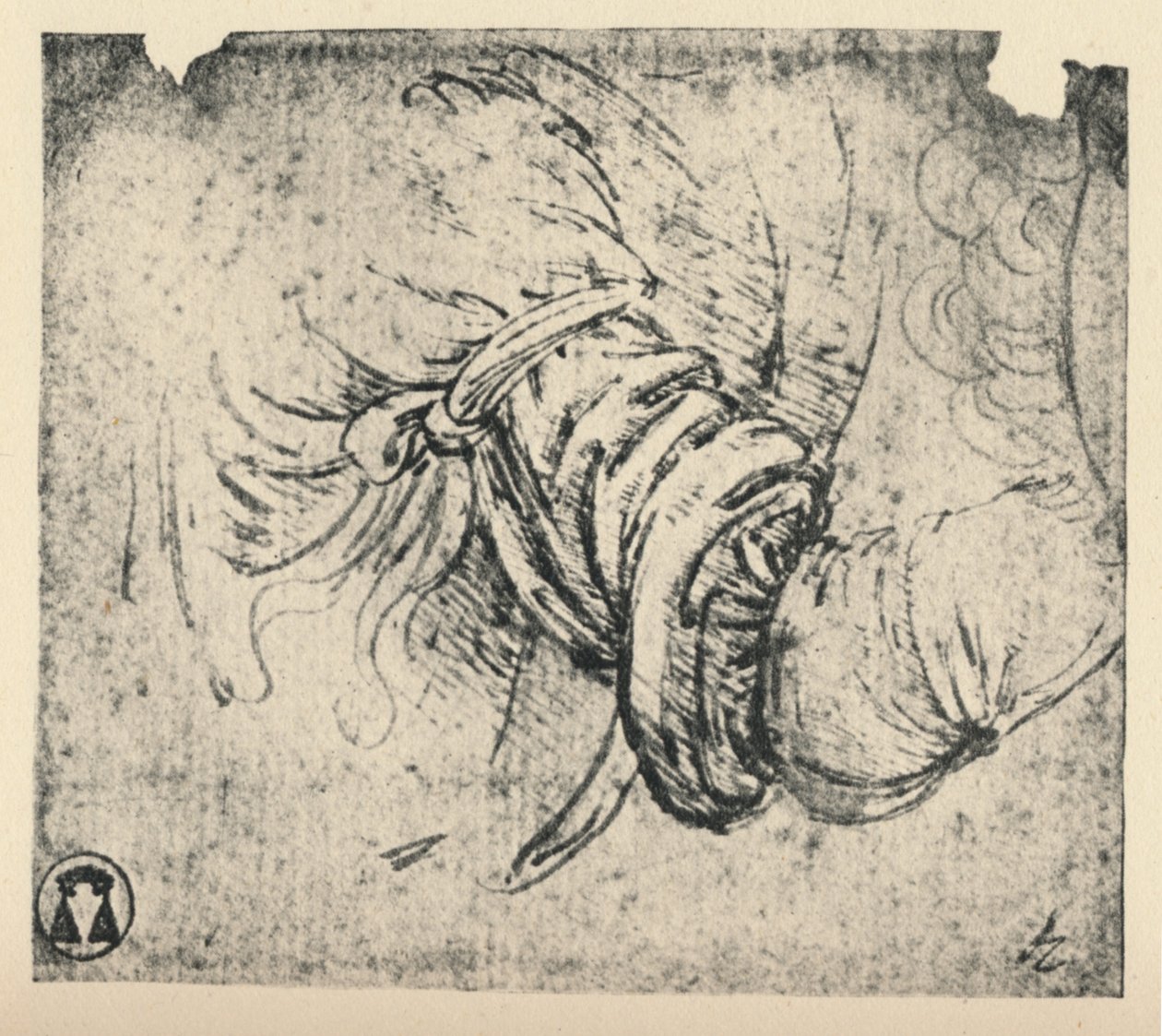 Sleeve study for The Annunciation, 1470-1473 1945 av Leonardo da Vinci
