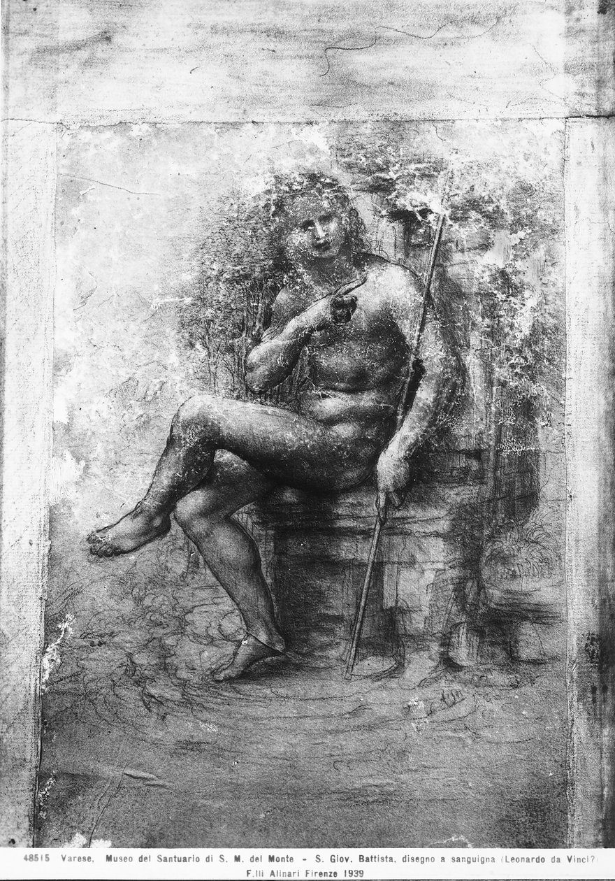 St. Johannes døperen (kritt på papir) av Leonardo da Vinci