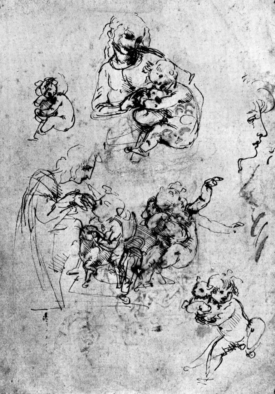 Studier for en Madonna Del Gatto, 1400-tallet 1930. av Leonardo da Vinci