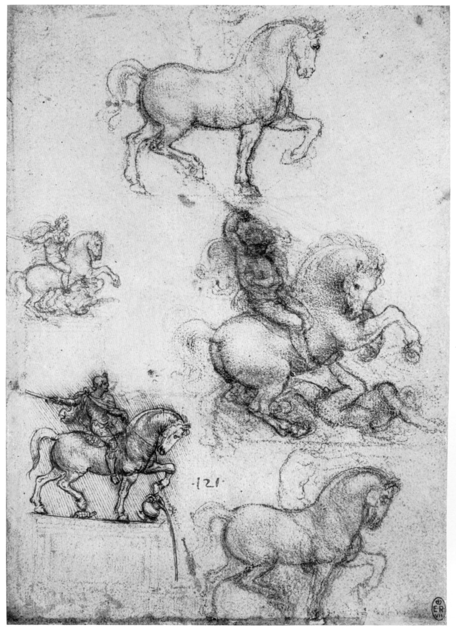 Studier for Trivulzio-monumentet, c1508 1954. av Leonardo da Vinci