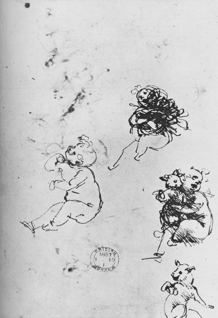 Studier av barn og katter, 1478-1481 1945 av Leonardo da Vinci