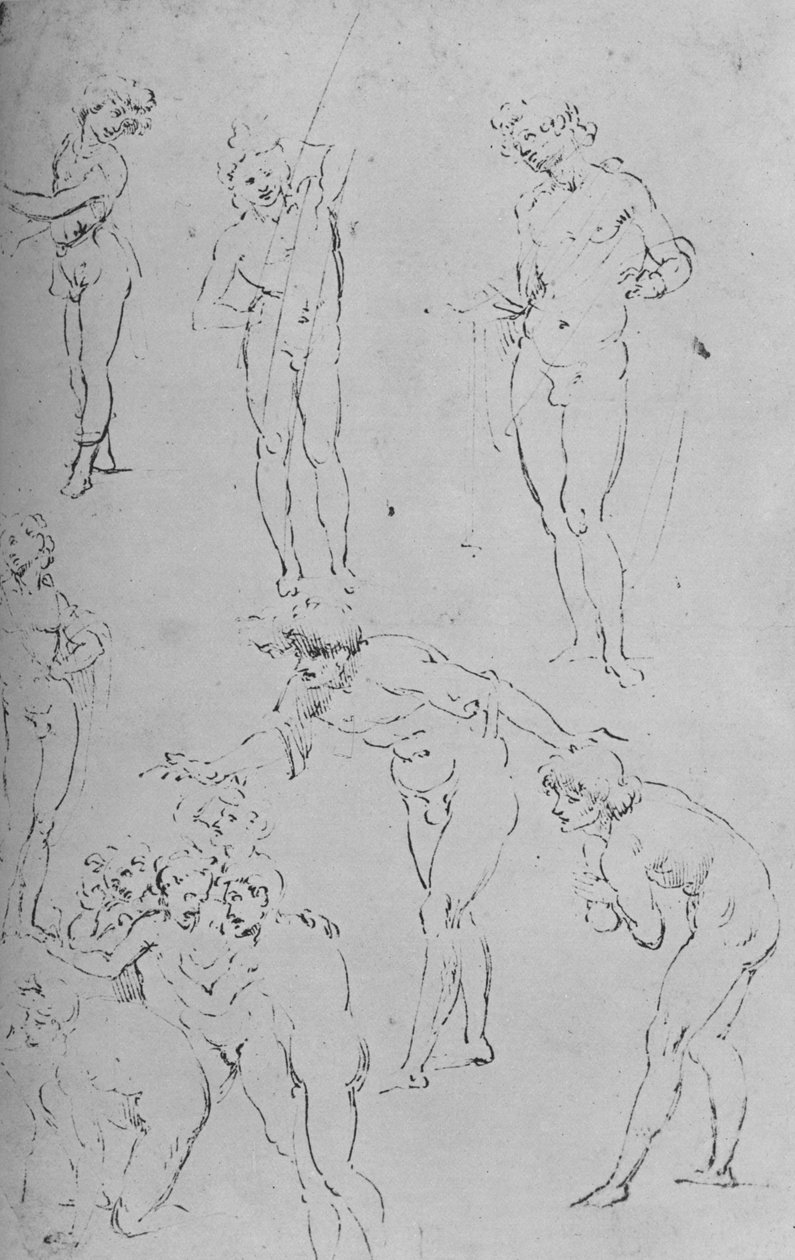 Studies of Figures and a Group of Figures, c1500 1945 av Leonardo da Vinci