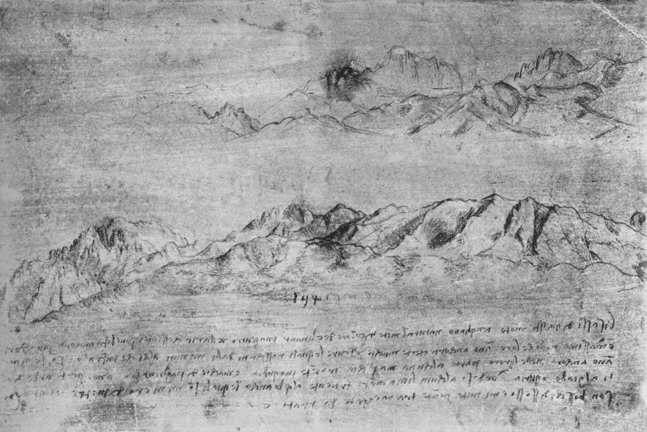Studier av fjellkjeder, c1480 1945 av Leonardo da Vinci
