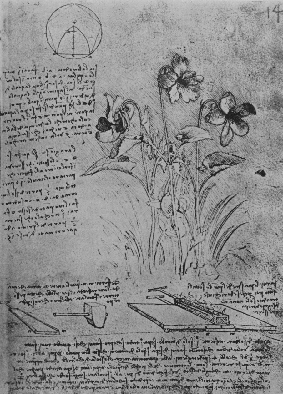 Studier av bratsj og metoder for lodding av blytak, c1480 1945 av Leonardo da Vinci