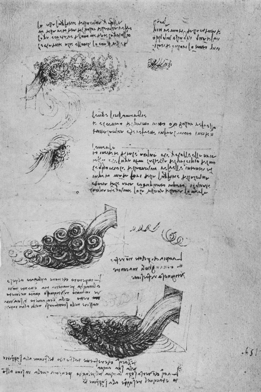 Studier av vannformasjoner, c1480 1945 av Leonardo da Vinci