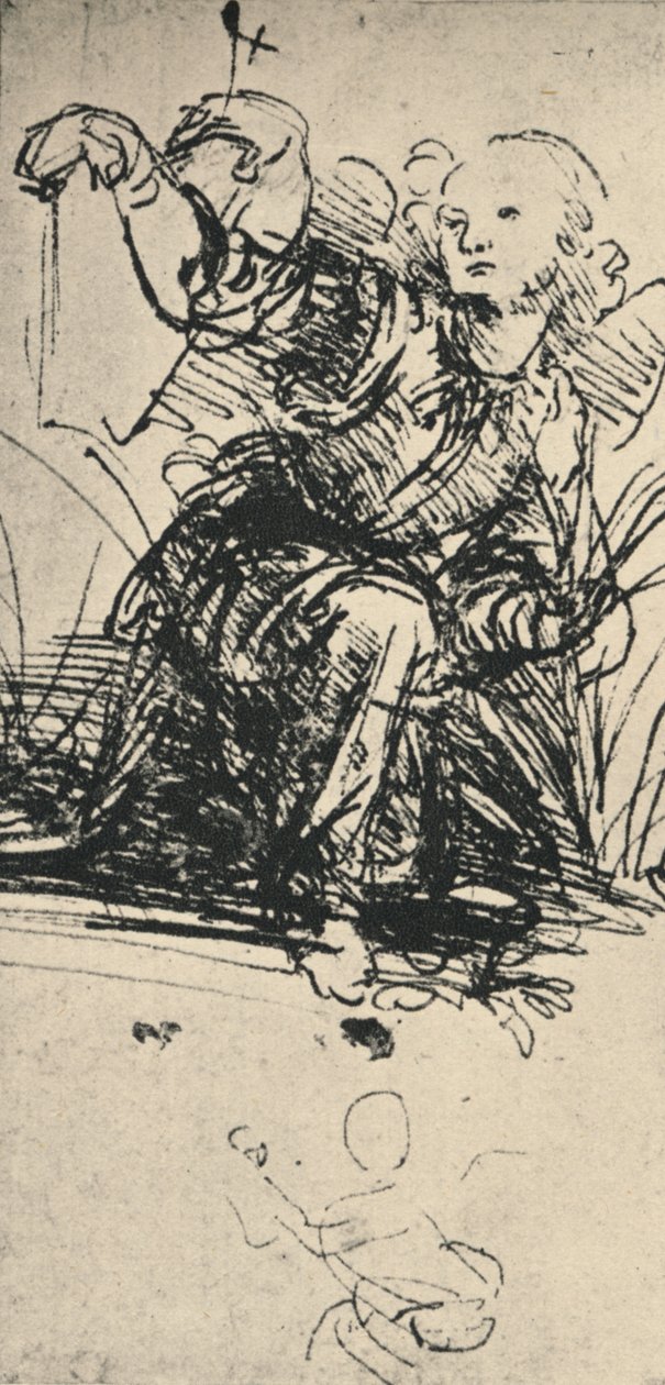 Studier av en knelende engel, c1467-1519 1945 av Leonardo da Vinci