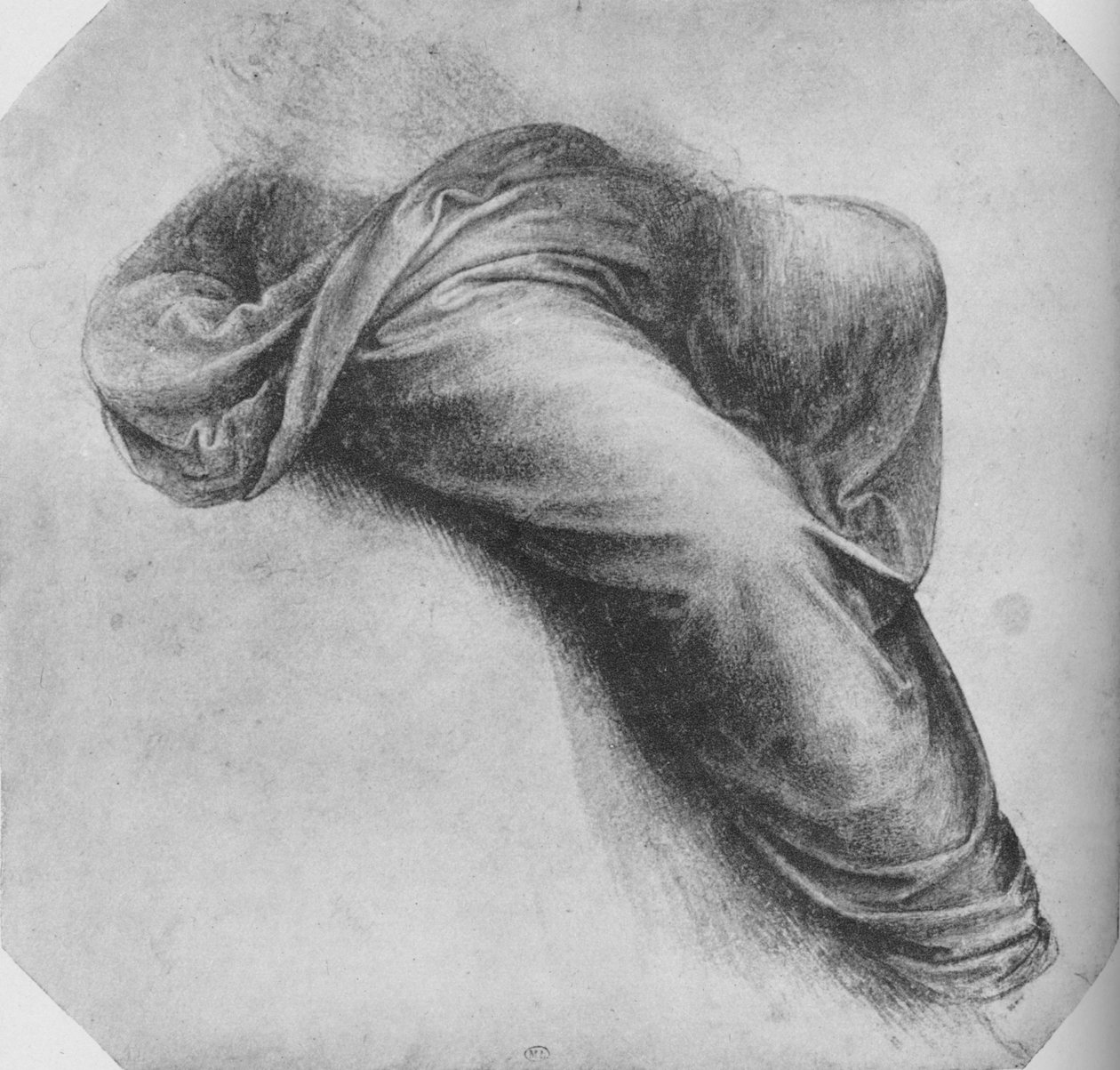 Studier av draperiet til en figur som sitter til høyre, c1480 1945 av Leonardo da Vinci