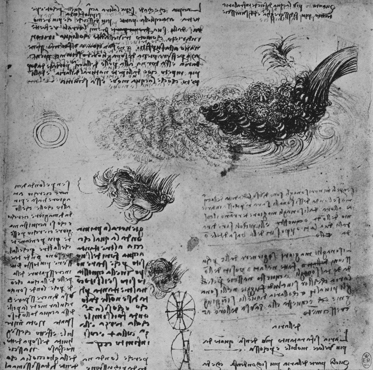Studier av dannelsen av vann i bevegelse, c1480 1945 av Leonardo da Vinci