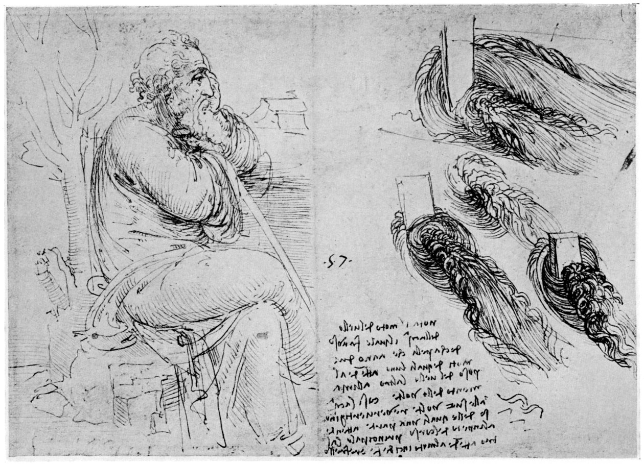 Studier av vannvirvler, c1513 1954 av Leonardo da Vinci