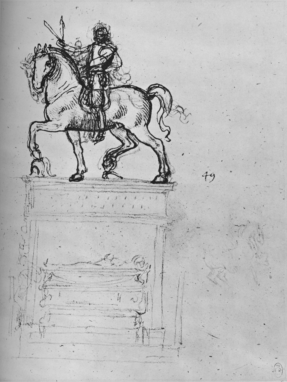 Studie for et ryttermonument, c1480 1945 av Leonardo da Vinci