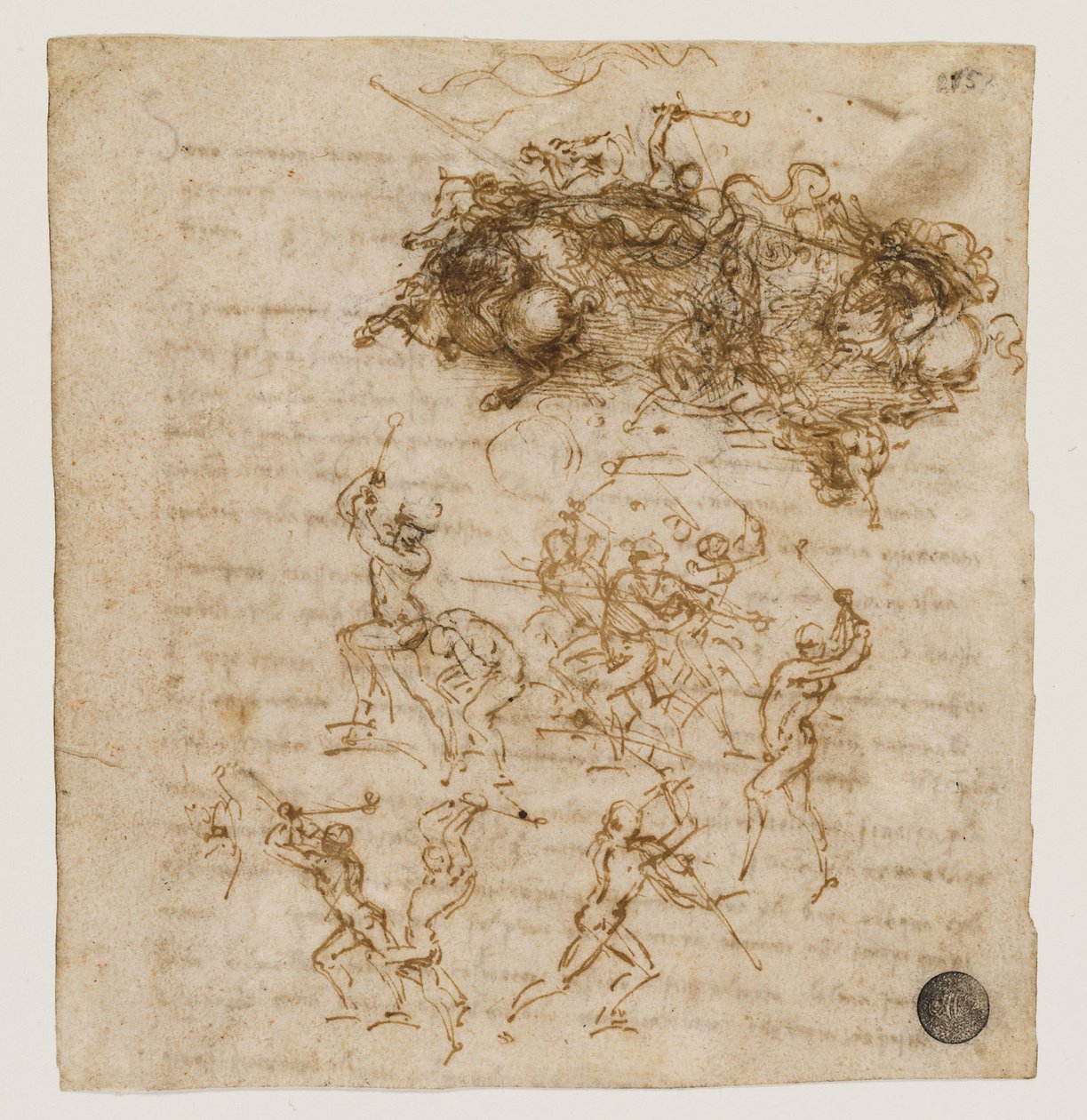 Studie for slaget ved Anghiari, ca 1503-1504. av Leonardo da Vinci