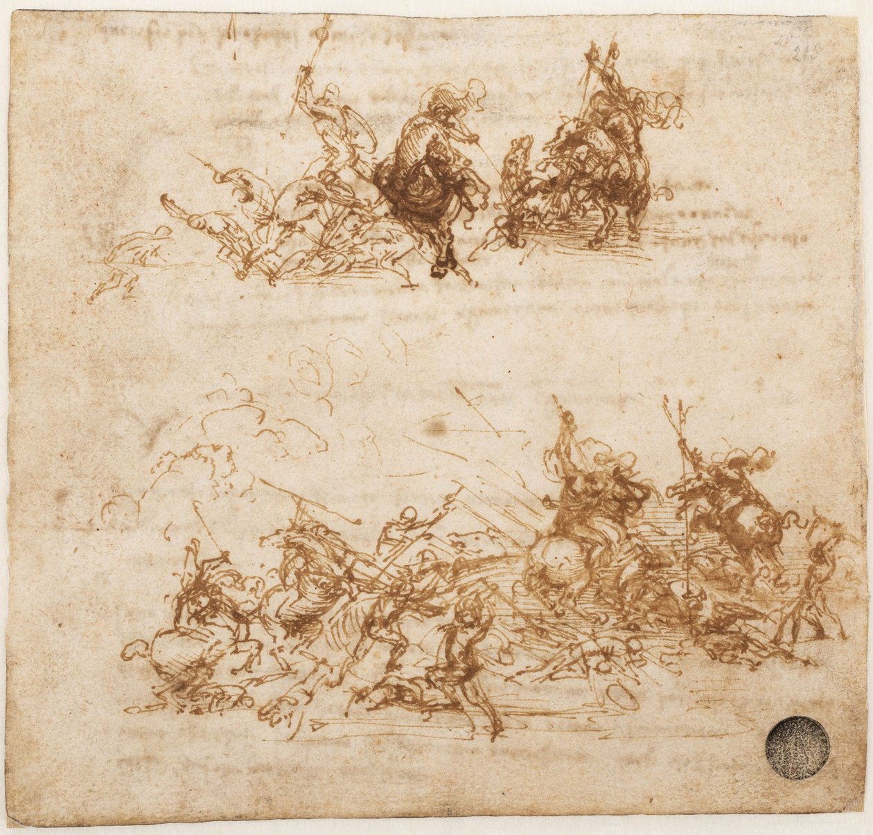 Studie for slaget ved Anghiari, ca 1503-1504. av Leonardo da Vinci
