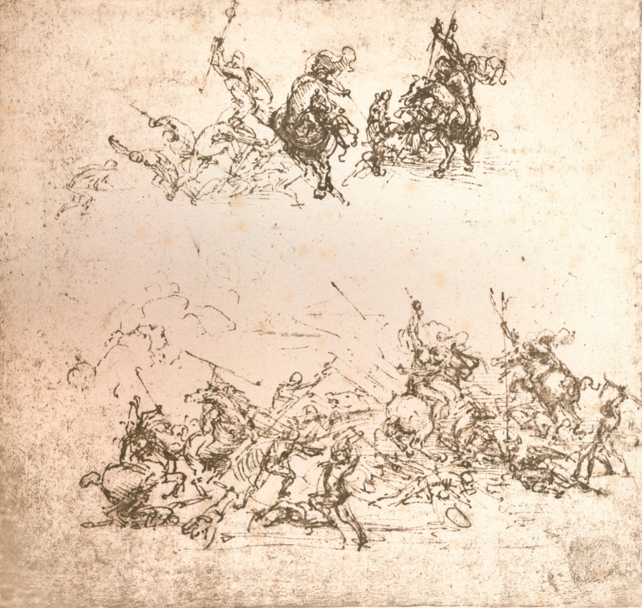 Studie for tegneserien om slaget ved Anghiari, c1472-c1505 1883 av Leonardo da Vinci