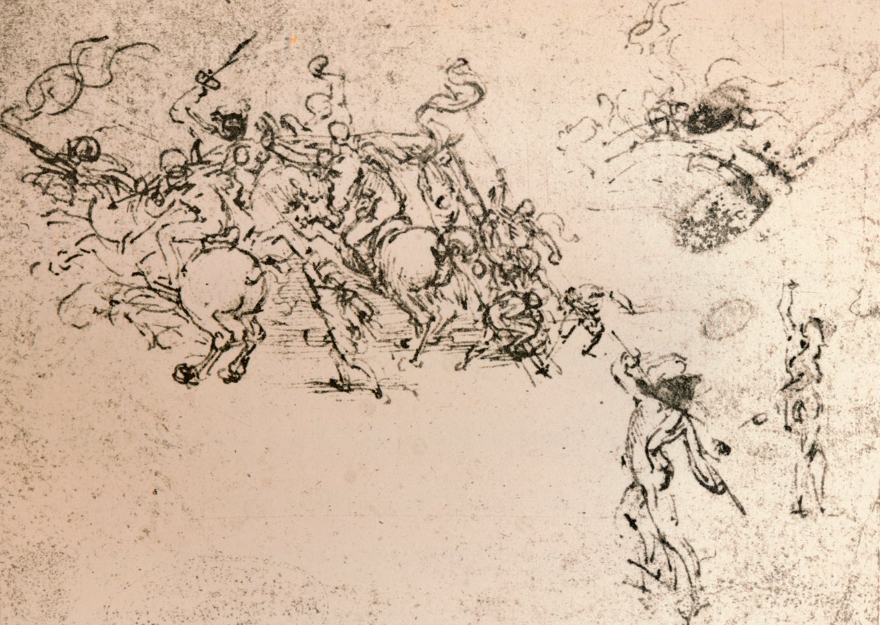 Studie for tegneserien om slaget ved Anghiari, c1472-c1505 1883 av Leonardo da Vinci