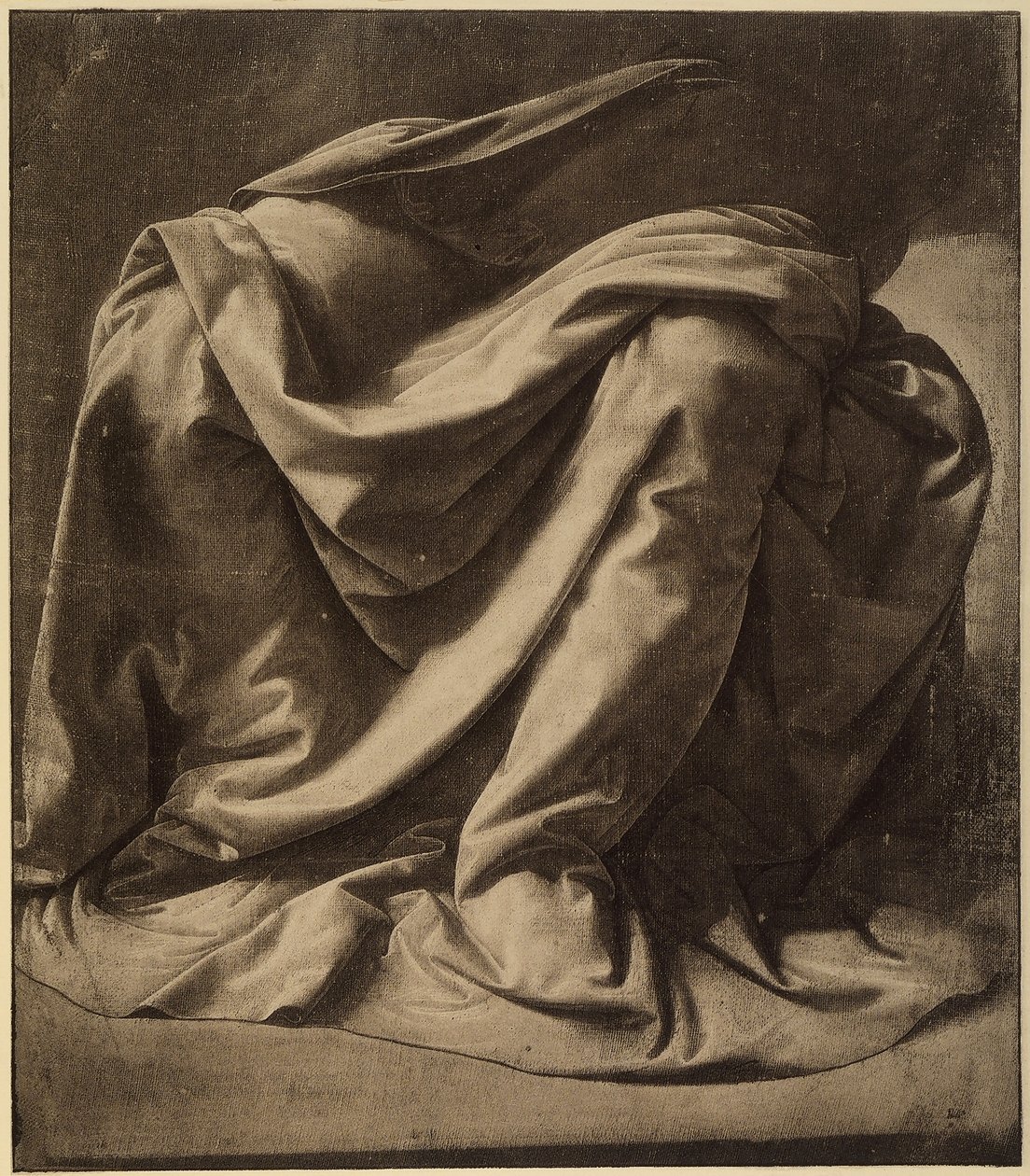 Studer for jomfruens mantel i bebudelsen i dag plassert i Uffizi; akvarell og svart forsterket med hvitt på veldig fint lerret, av Leonardo da Vinci. Louvre, Paris av Leonardo da Vinci
