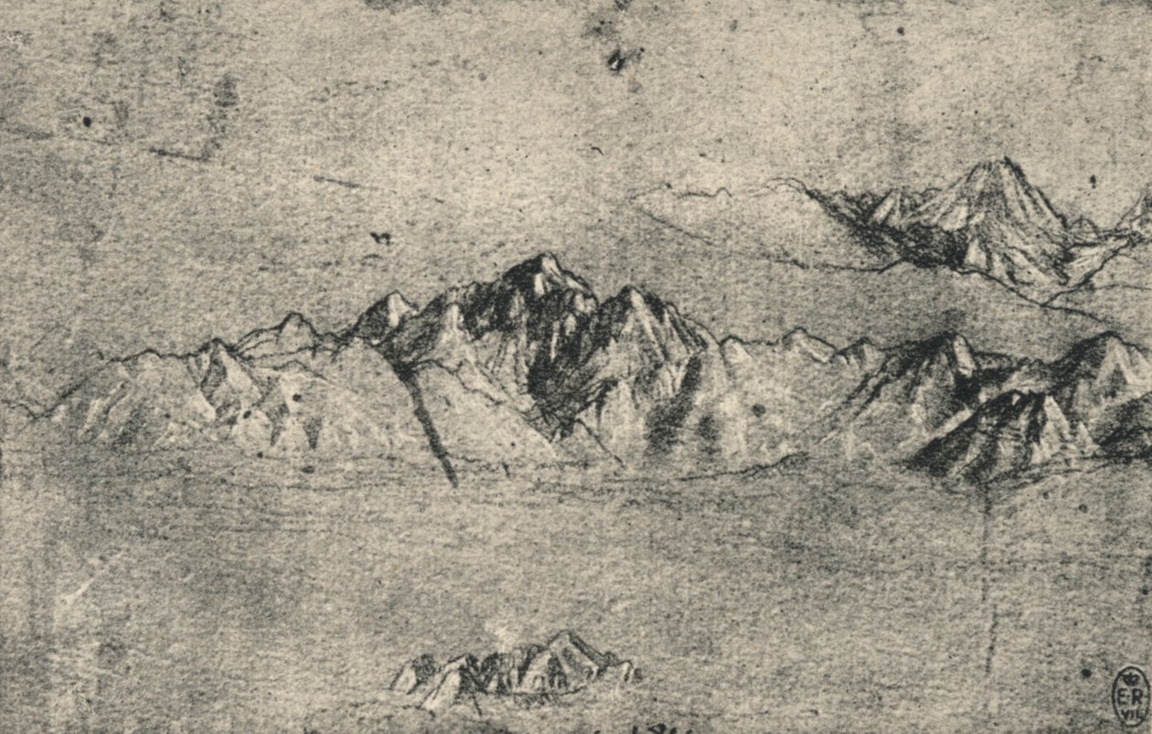 Studie av fjellkjeder, c1480 1945 av Leonardo da Vinci