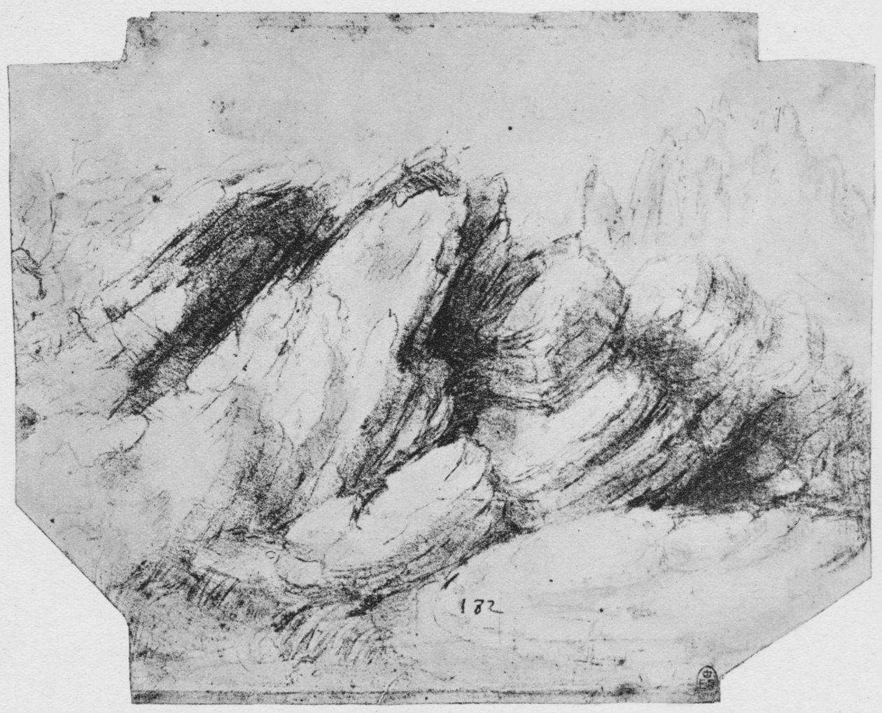Studie av fjellformasjoner, c1480 1945 av Leonardo da Vinci