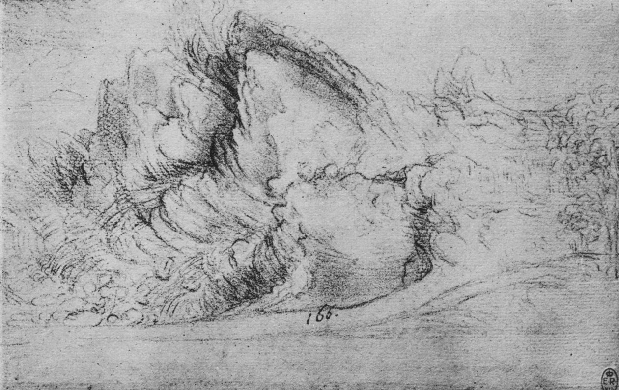 Studie av fjellformasjoner, c1480 1945 av Leonardo da Vinci
