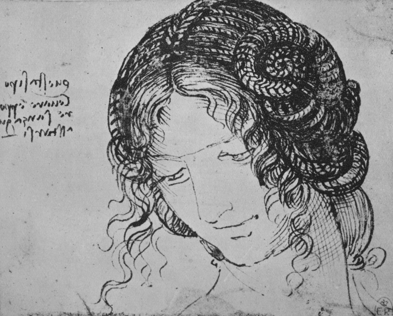 Study of a Womans Braided Hair, c1480 1945 av Leonardo da Vinci