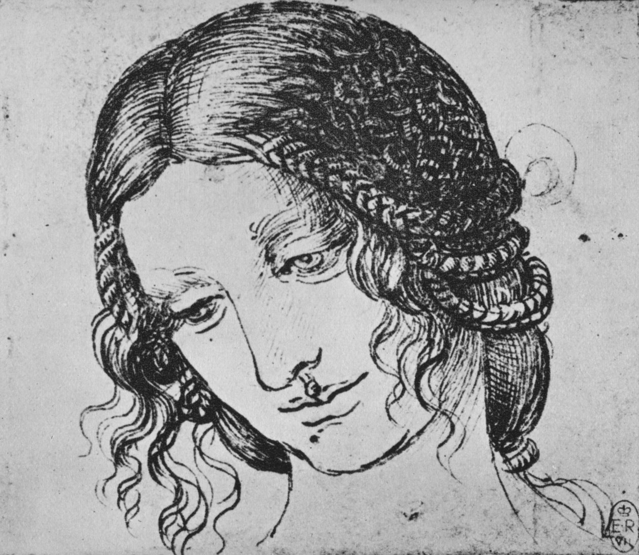 Study of a Womans Braided Hair, c1480 1945 av Leonardo da Vinci