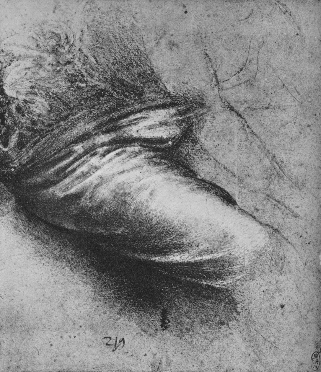 Studie av draperiet til en sittende figur til høyre, c1480 1945 av Leonardo da Vinci