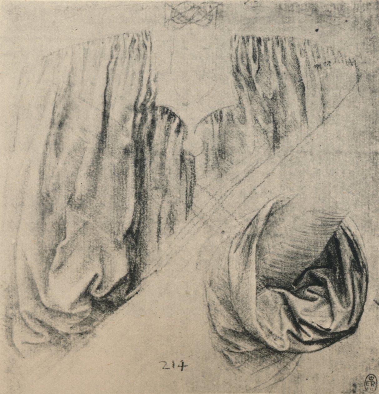 Studie av forsiden av en kjole og av en erme, c1480 1945 av Leonardo da Vinci