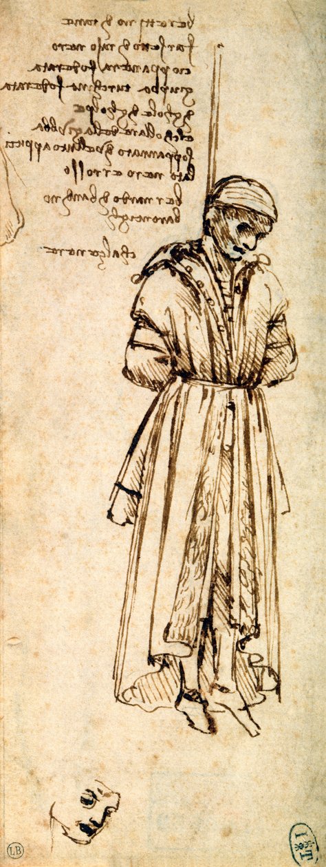 Studie av den hengte Bernardo av Bandino Baroncelli, leiemorder til Giuliano de Medici, 1479 av Leonardo da Vinci