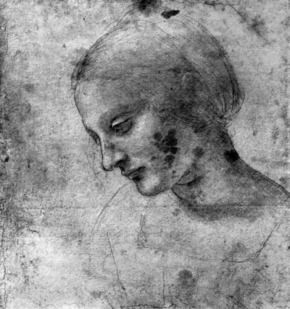 Studie av hodet til Madonna, 1400-tallet 1930. av Leonardo da Vinci