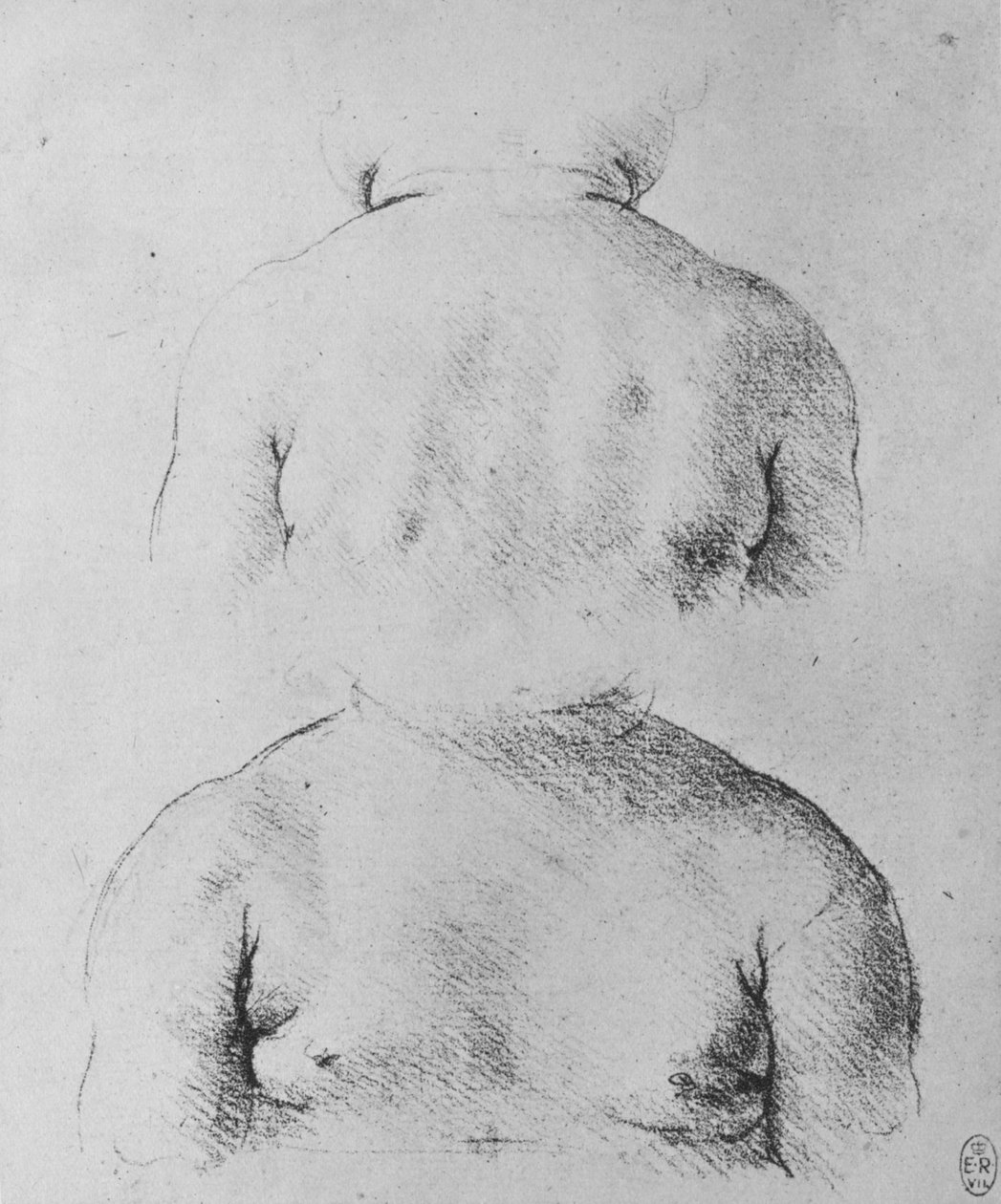 The Bust of an Infant, sett forfra og bakfra, c1480 1945 av Leonardo da Vinci