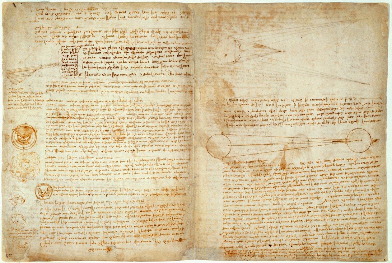 Codex Hammer eller Codex Leicester, side 48-51, 1508-12 av Leonardo da Vinci