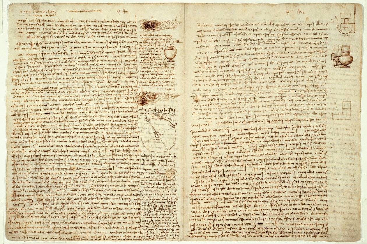 The Codex Hammer, side 124-127, 1508-12 av Leonardo da Vinci