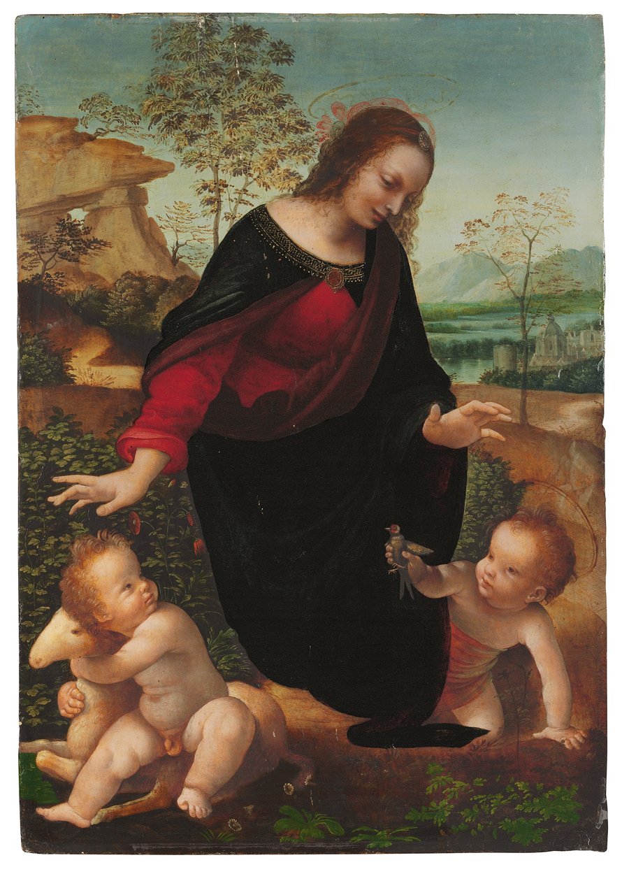 Madonnaen og barnet med spedbarnet Døperen Johannes av Leonardo da Vinci