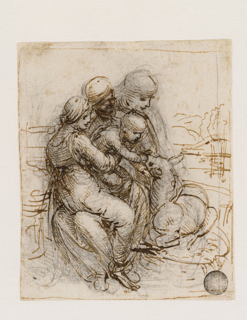 Jomfruen og barnet med den hellige Anne Anna Metterza, ca. 1501. av Leonardo da Vinci
