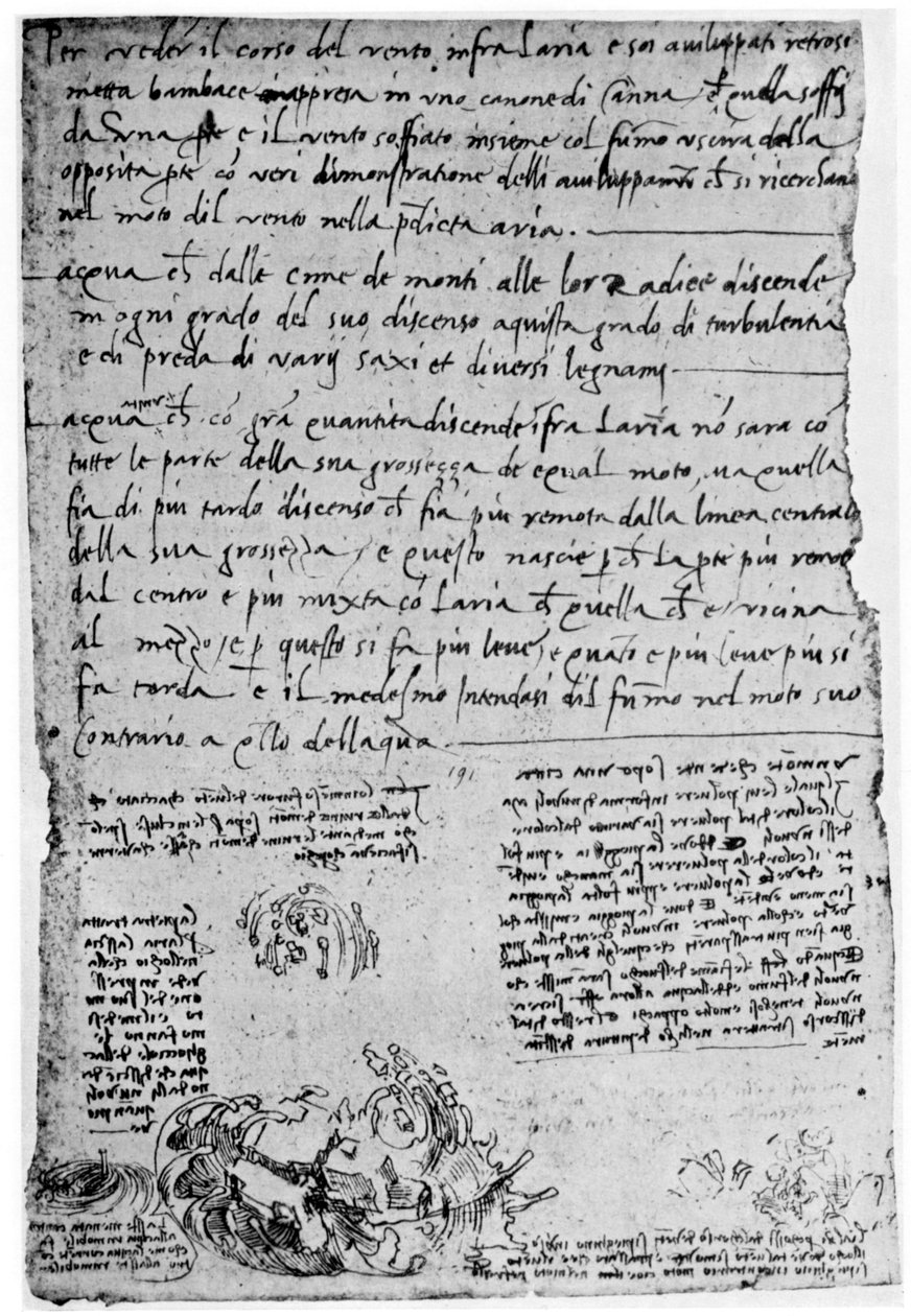 Baner av kastede steiner og dråper, slutten av 1400- eller begynnelsen av 1500-tallet 1954 av Leonardo da Vinci