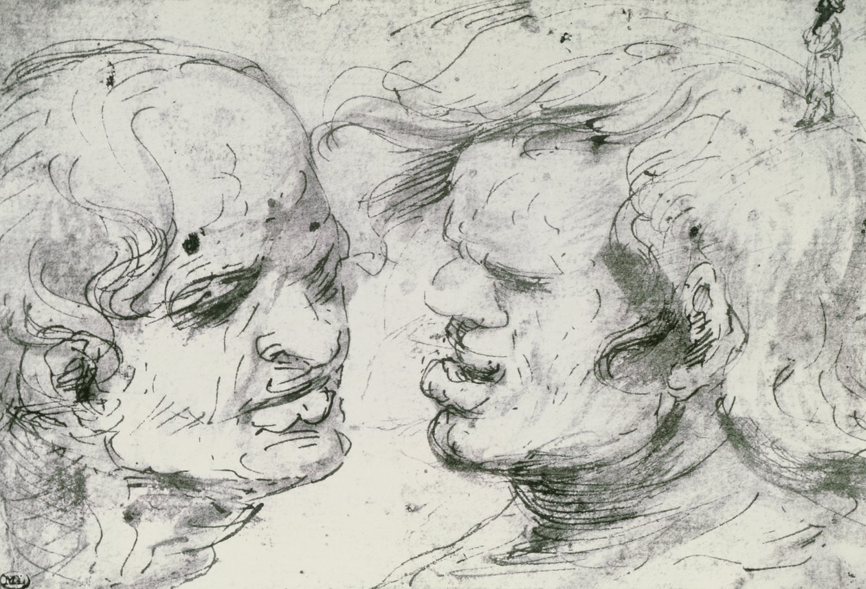 To hoder (penn og blekk på papir) av Leonardo da Vinci