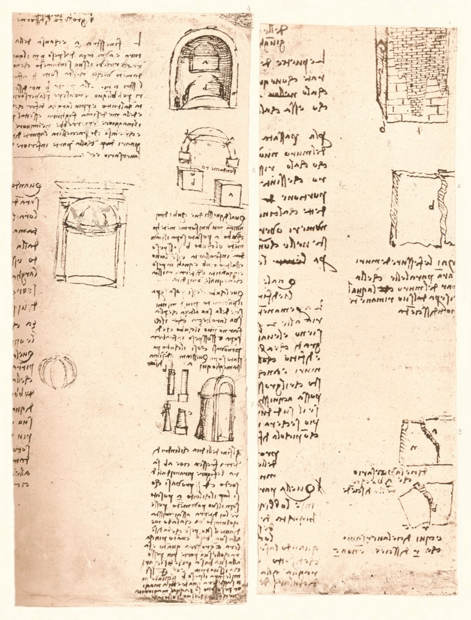 To arkitektoniske tegninger, c1472-c1519 1883 av Leonardo da Vinci