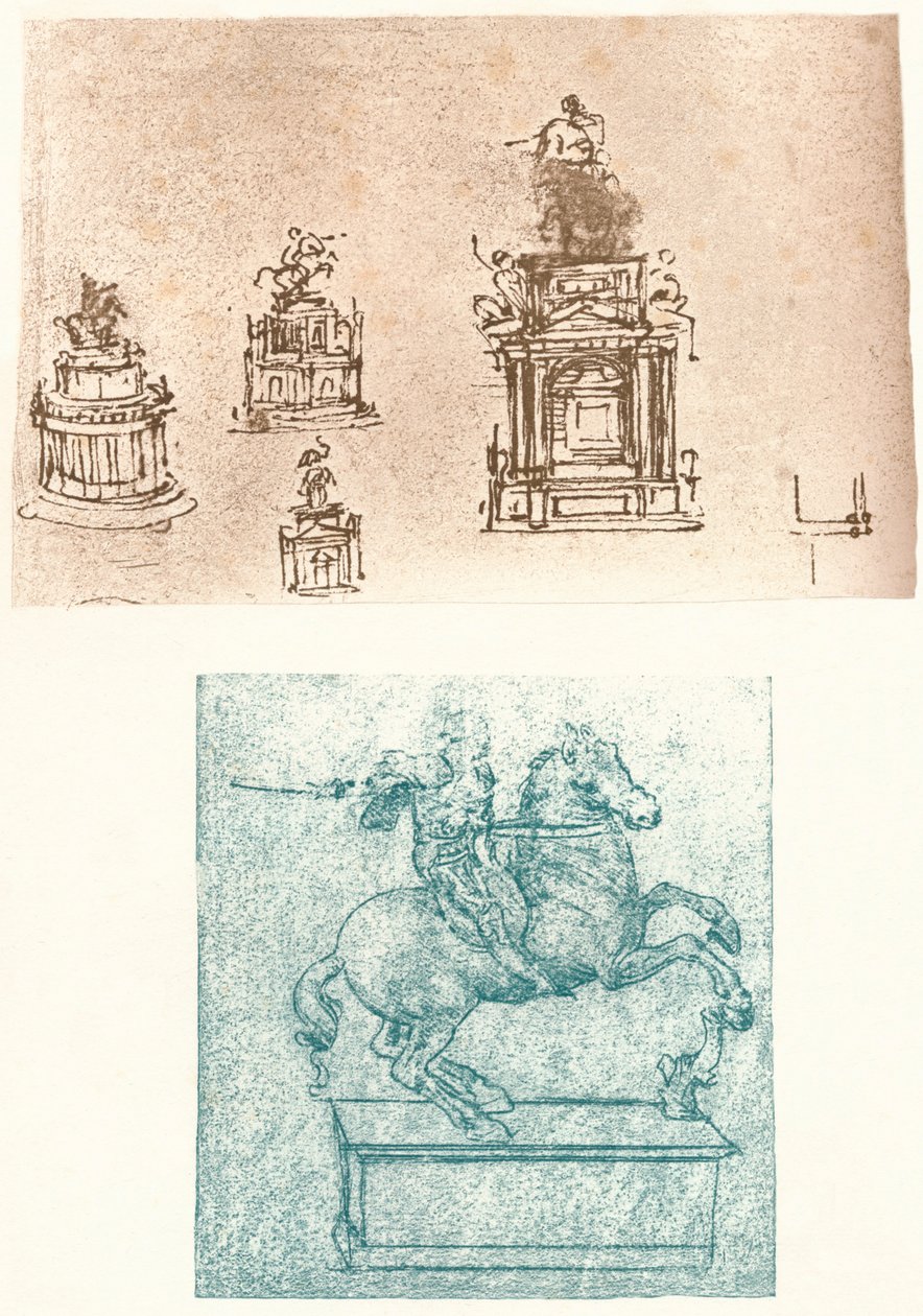 To forberedende studier for Sforza-monumentet, c1482-c1499 1883 av Leonardo da Vinci