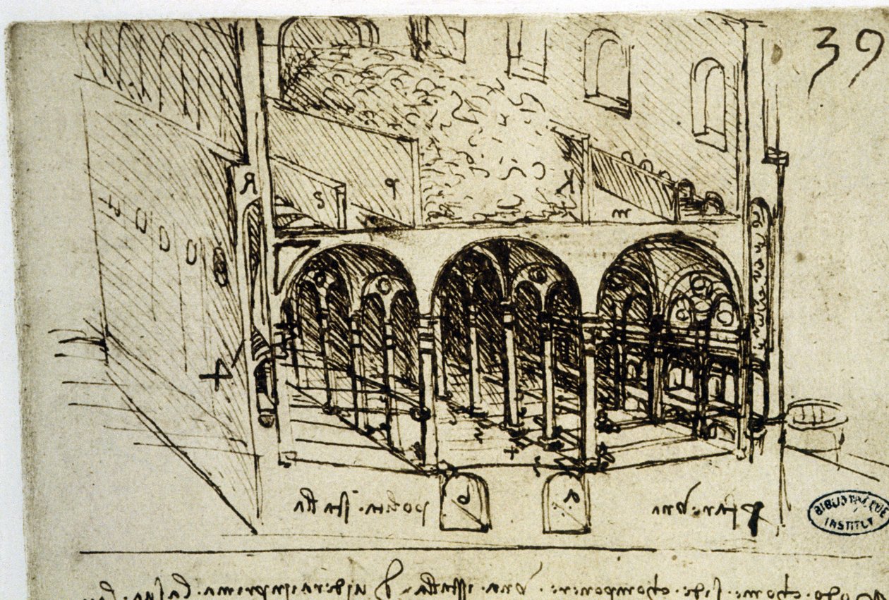 Byplanlegging: arkitektonisk plan (39) av Leonardo da Vinci (Leonardo da Vinci) - Library of the Institut de France av Leonardo da Vinci
