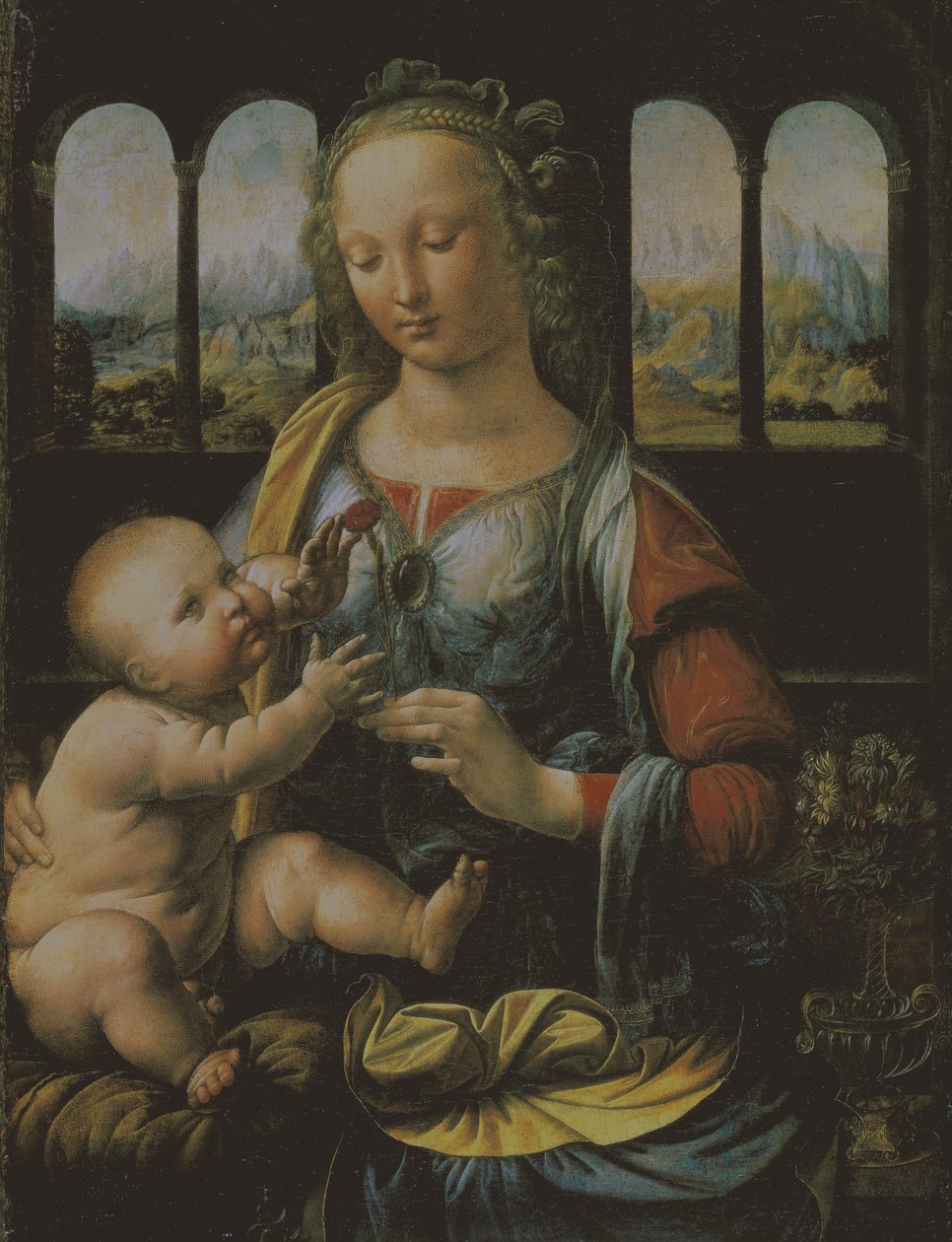Jomfru og barn, ca. 1473 (olje på panel) av Leonardo da Vinci