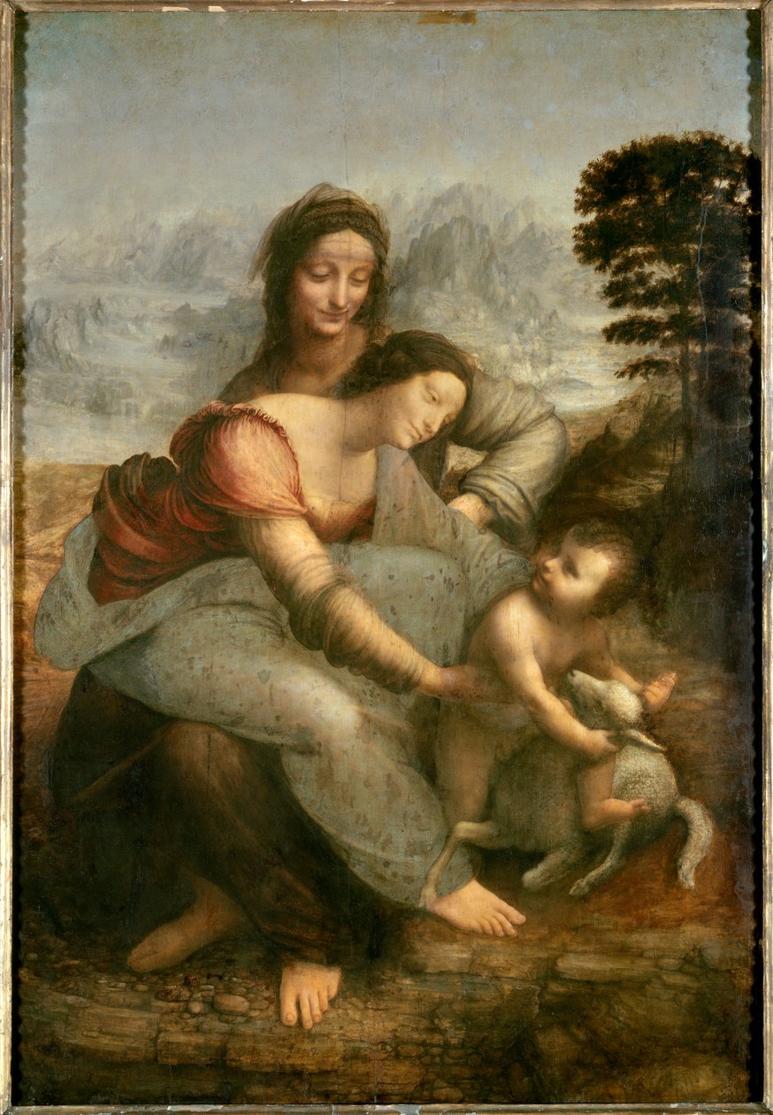 Jomfru og barn med Saint Anne av Leonardo da Vinci