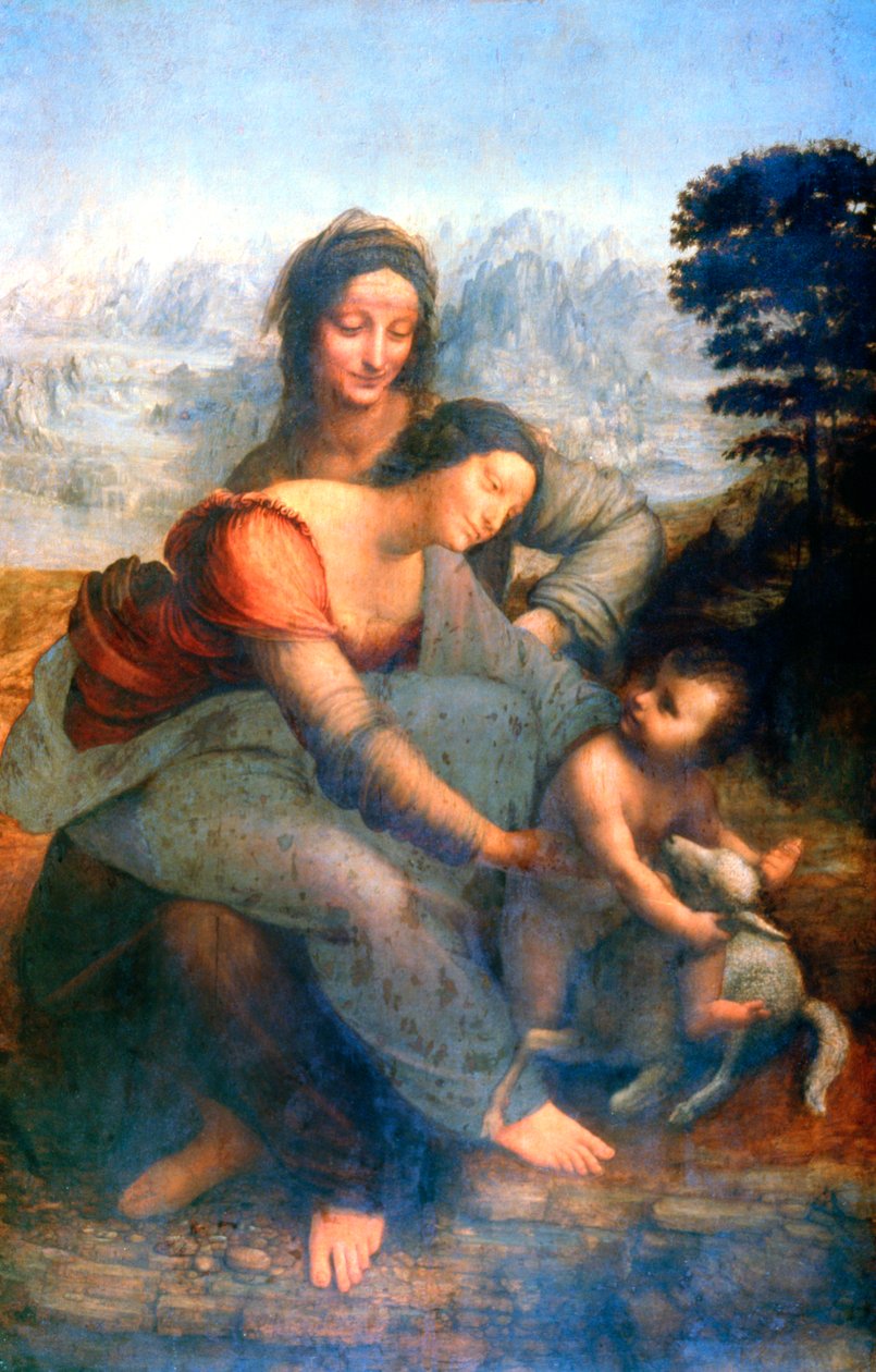 Jomfru og barn med St Anne, 1502-1516 av Leonardo da Vinci