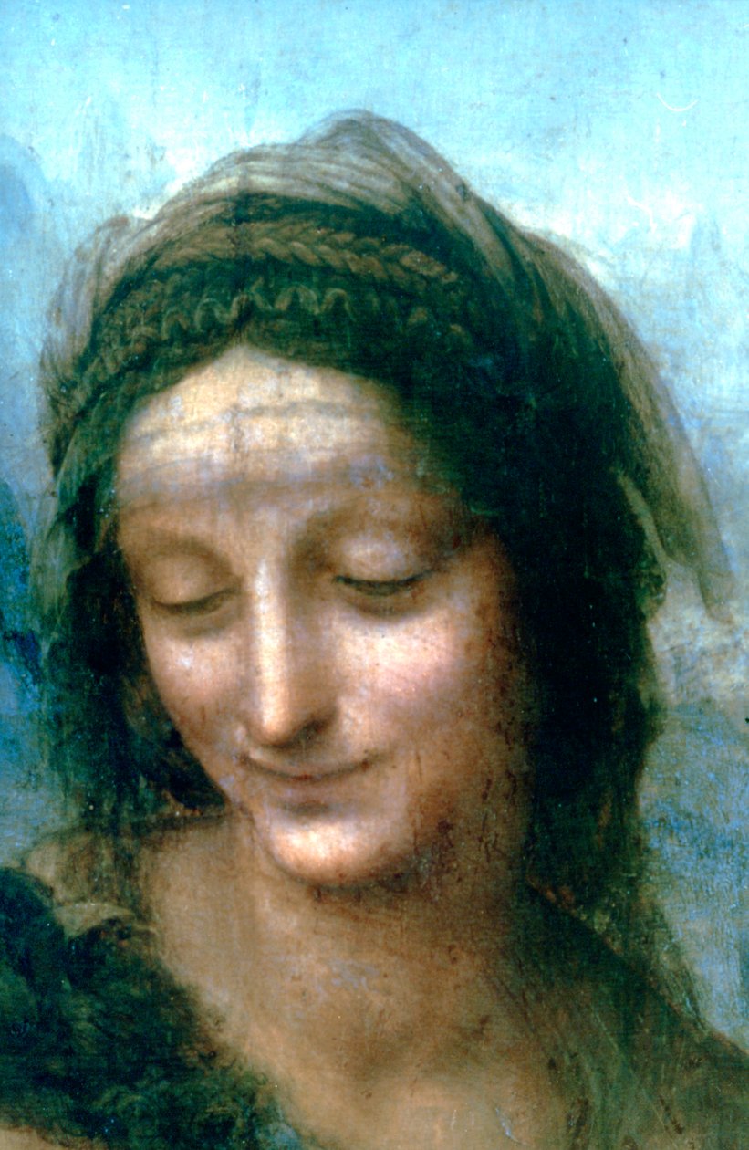Jomfru og barn med St Anne detalj, 1502-1516 av Leonardo da Vinci
