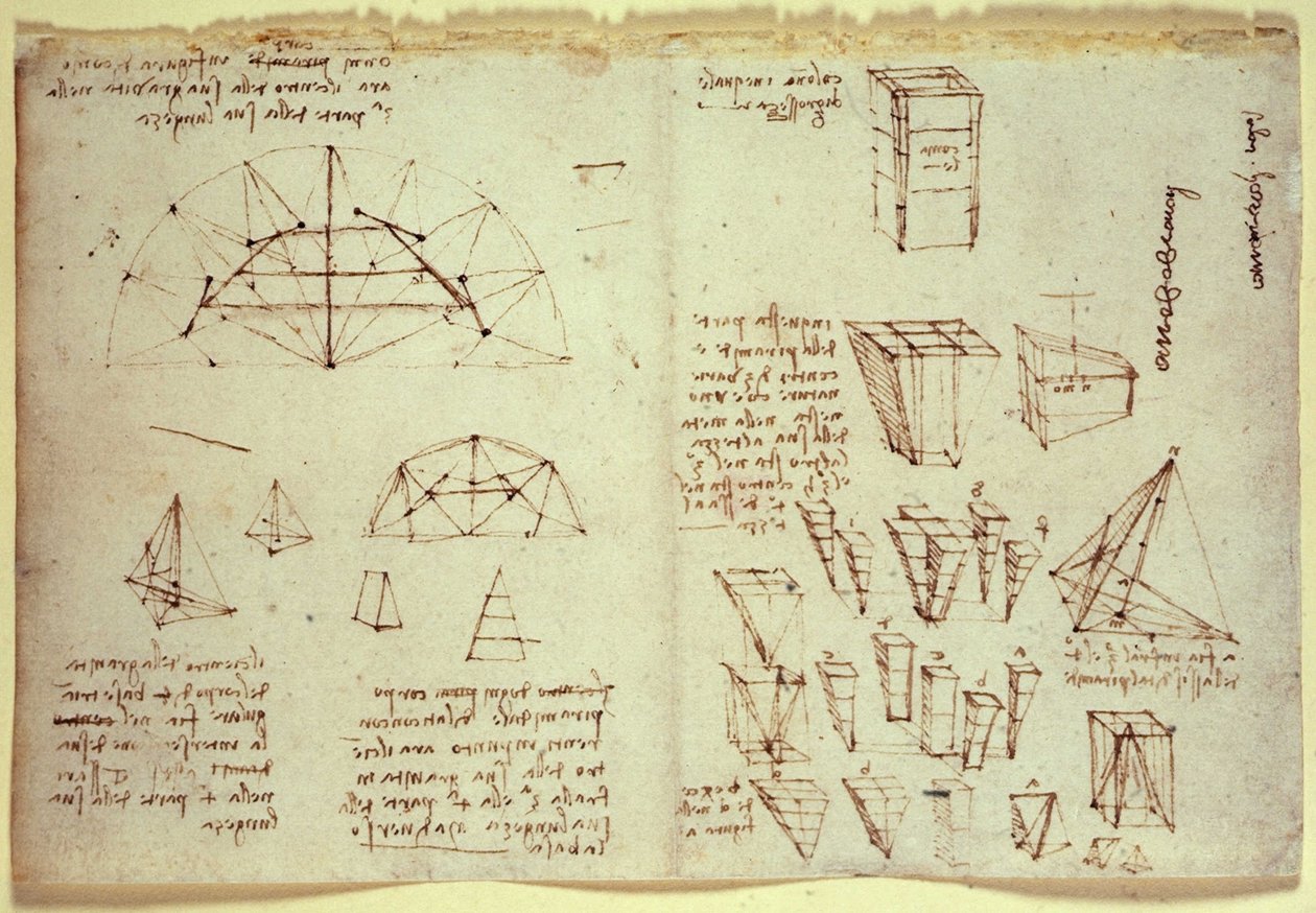 notatbok av Leonardo da Vinci, som viser diagrammer av geometriske former av Leonardo da Vinci