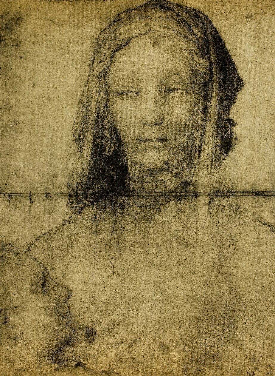 Studie for jomfruen; tegning fra School of Leonardo. Louvre, Paris av Leonardo da school of Vinci