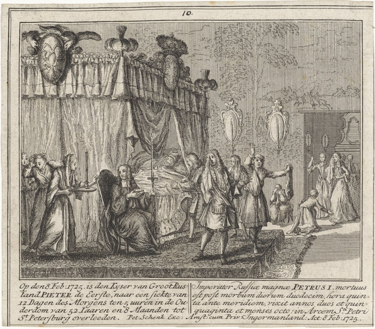 Peter den stores død 8. februar 1725 av Leonardus Schenk
