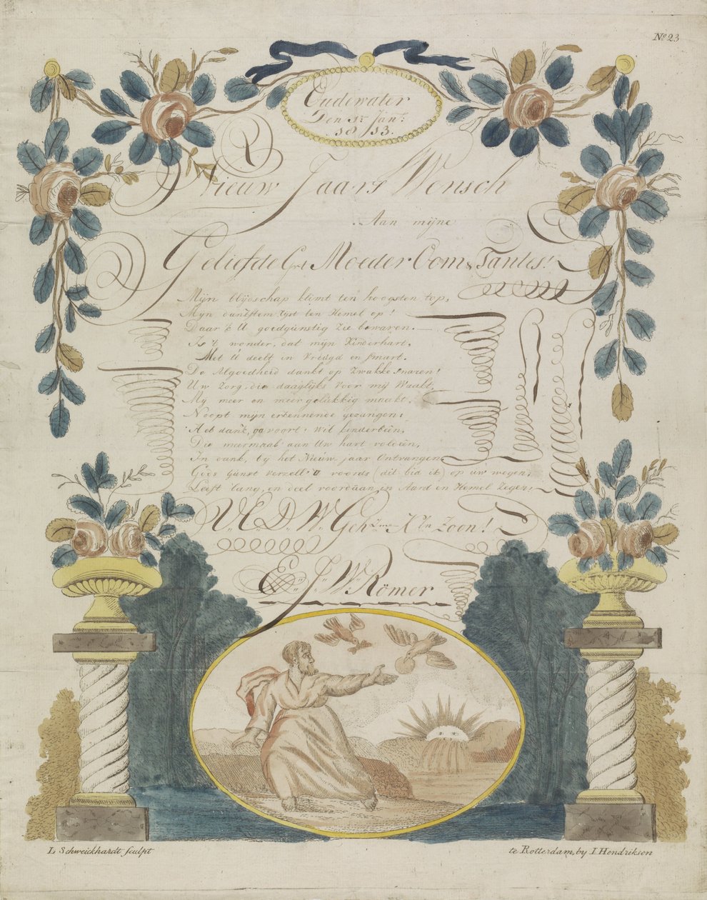Ønskebrev med Elias matet av ravner av Leonardus Schweickhardt