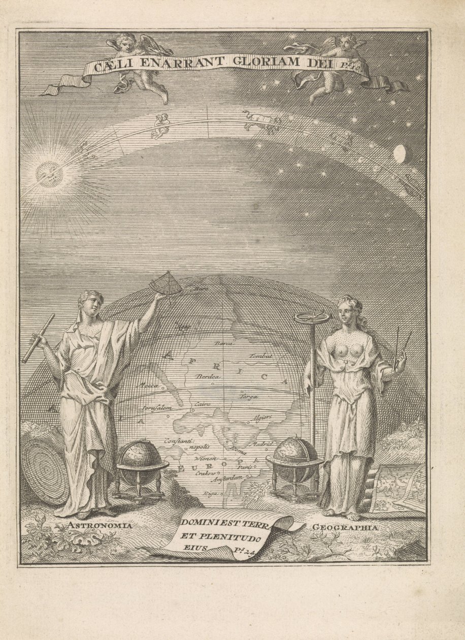 Astronomi og geografi med måleinstrumenter Caeli anarrant Gloriam dei Ps.10 (tittel på objekt) Tittelside for: 